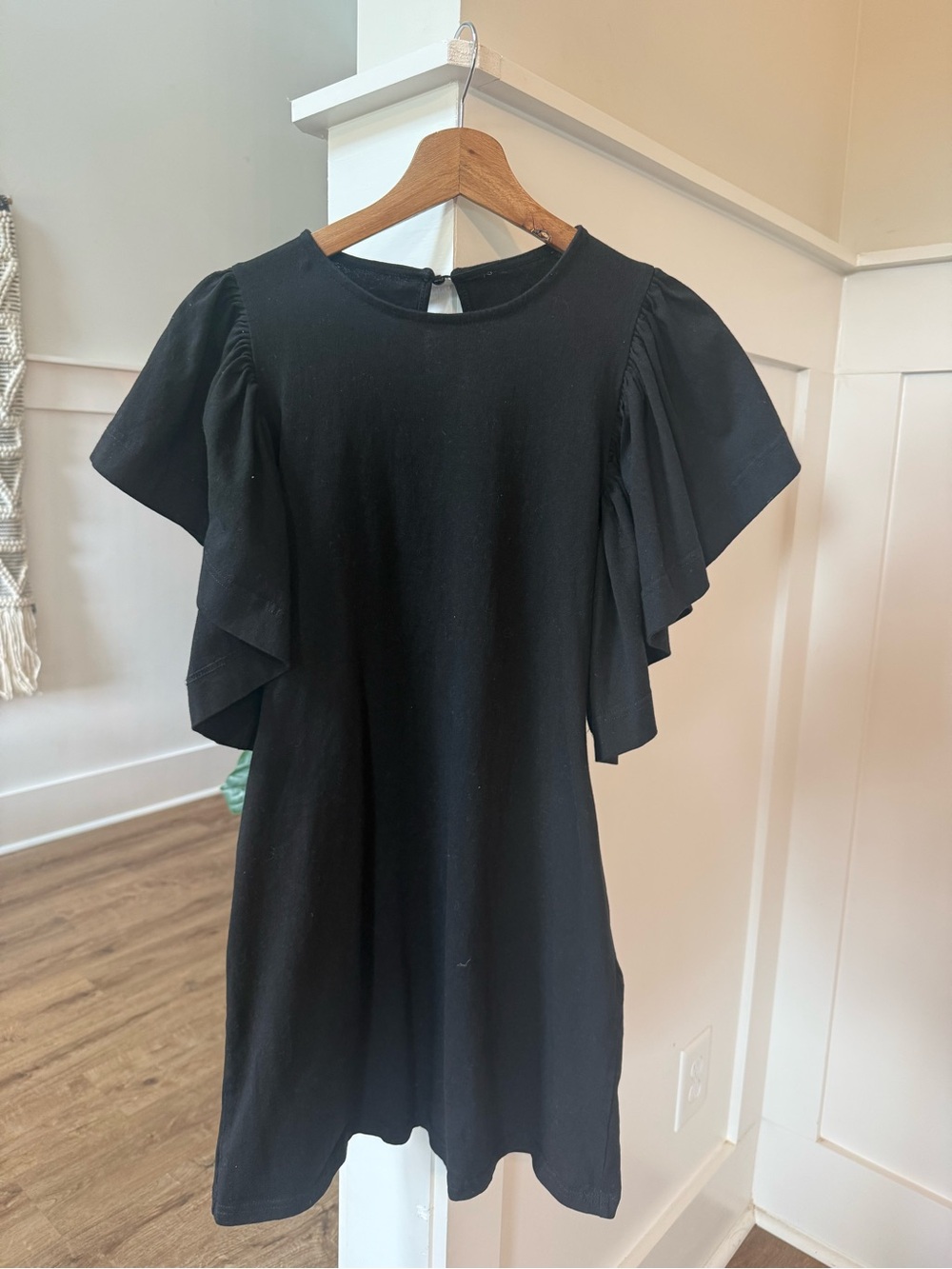 Black Flutter Sleeve Mini Dress